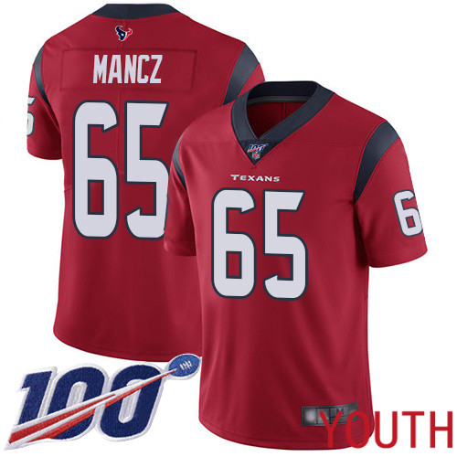Houston Texans Limited Red Youth Greg Mancz Alternate Jersey NFL Football #65 100th Season Vapor Untouchable